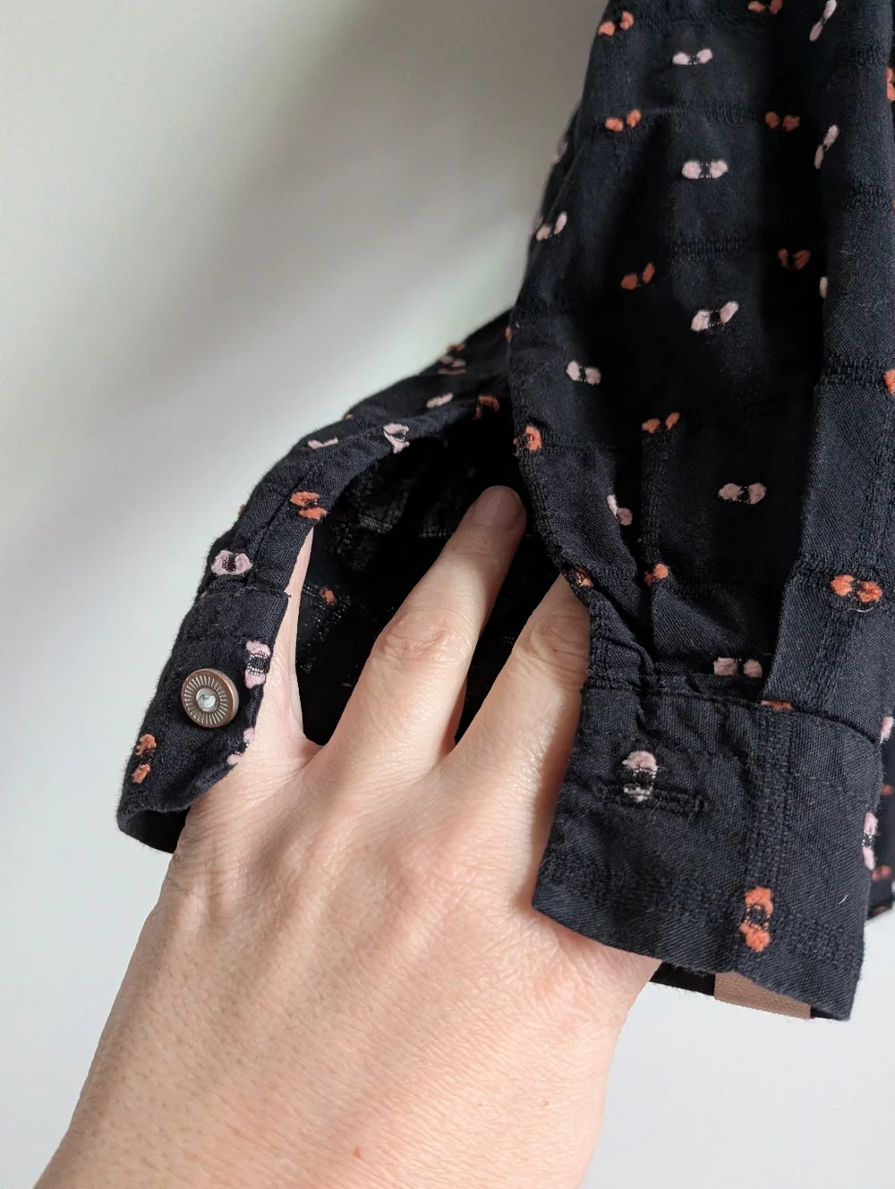 MALOJA Black Dots Cotton Casual Oversized Contemporary Button Front Shirt Large - Picture 7 of 12